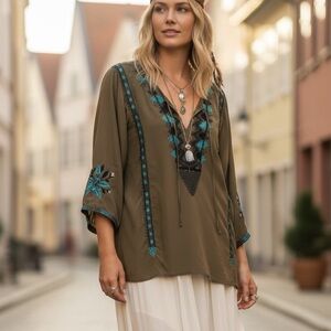 Johnny Was Silk Embroidered Tunic